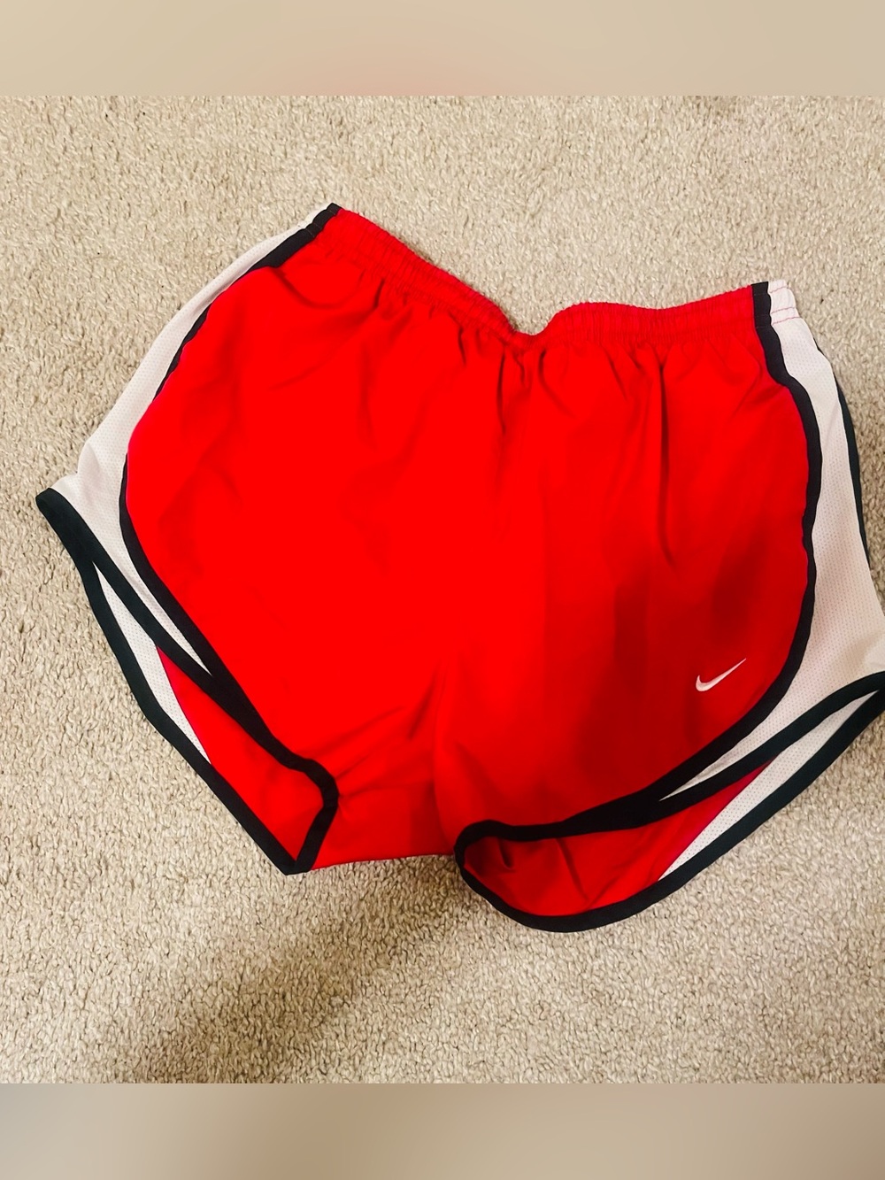 Nike Women’s Red Athletic Running Shorts with Black & White Trim